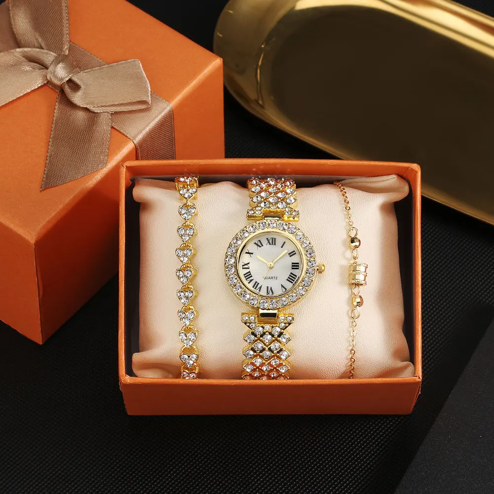 3PCS Set Ladies Quartz Watches Crystal Bracelet Gift Set with Box Diamond Top Brand Luxury Fashion Gift for Women's Wristwatch
3PCS Set Ladies Quartz Watches Crystal Bracelet Gift Set with Box Diamond Top Brand Luxury Fashion Gift for Women's Wristwatch