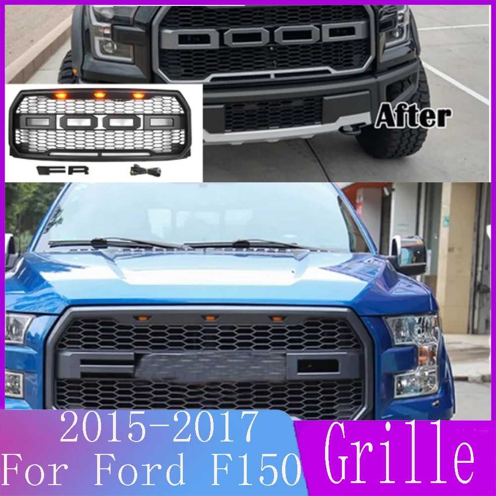 with LED Light F-150 Car Accessory Front Bumper Raptor Grille Centre Panel Styling Upper Grill For Ford F150 2015 2016 2017 
with LED Light F-150 Car Accessory Front Bumper Raptor Grille Centre Panel Styling Upper Grill For Ford F150 2015 2016 2017