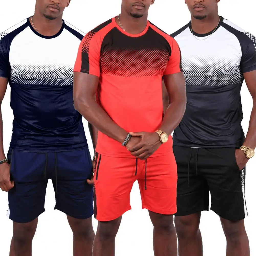 Sporty Stylish Gradient Print T-shirt Drawstring Shorts Sweatsuit Sportswear Gradient Print for Training
Sporty Stylish Gradient Print T-shirt Drawstring Shorts Sweatsuit Sportswear Gradient Print for Training