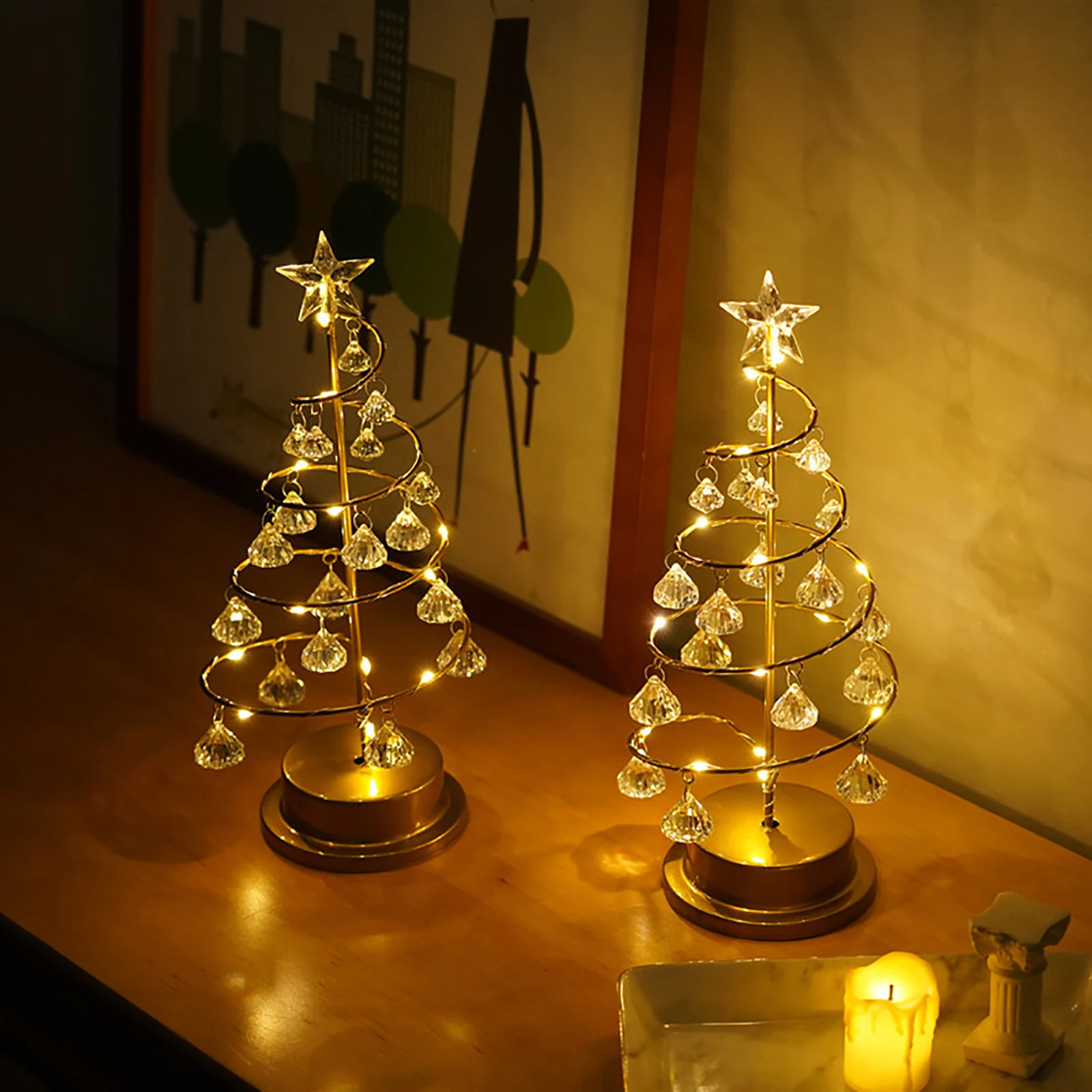 LED Table Lamp Crystal Christmas Tree Star Wrought Iron Art Atmosphere Decorative Table Night Lamp for Bedroom Living Room Study
LED Table Lamp Crystal Christmas Tree Star Wrought Iron Art Atmosphere Decorative Table Night Lamp for Bedroom Living Room Study