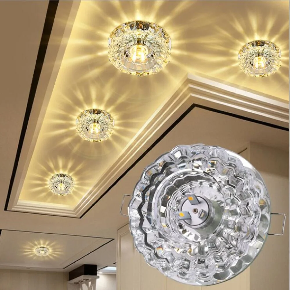 

Modern Ceiling Light LED Downlight Crystal Spotlight 3W 5W Corridor Mirror Ceiling Lamp for Living Room Aisle Veranda Lighting