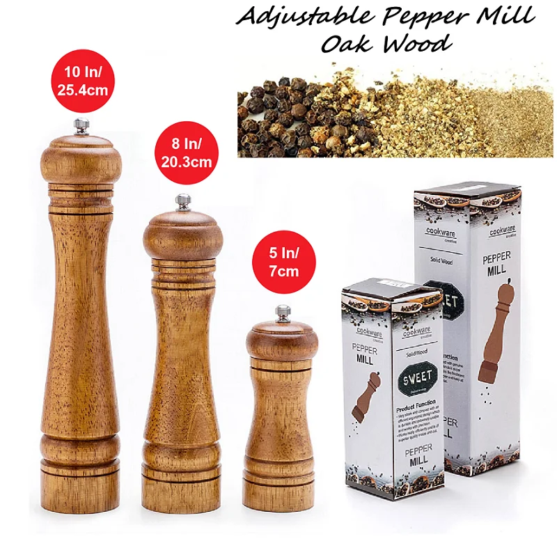 Pepper Mills Solid Oak Wood Pepper Spice Grinder Ceramic Adjustable Coarseness Grinder 5 In 8 In 10 In Kinchen Tools
Pepper Mills Solid Oak Wood Pepper Spice Grinder Ceramic Adjustable Coarseness Grinder 5 In 8 In 10 In Kinchen Tools