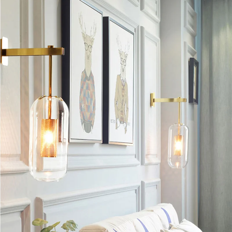 Glass wall lamp post-modern personality creative Nordic corridor aisle mirror front bedside TV background wall lamp
Glass wall lamp post-modern personality creative Nordic corridor aisle mirror front bedside TV background wall lamp