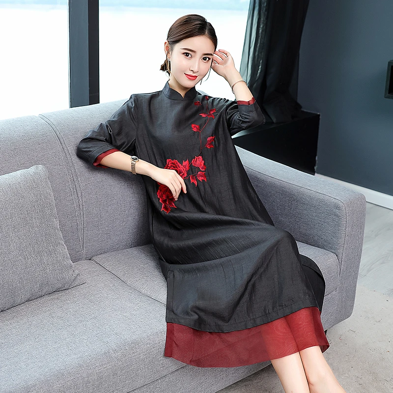 CHUNLI Large size 2019Chinese style improved version of cheongsam dress new Xia Yangqi noble lady wide wife high-end temperament 
CHUNLI Large size 2019Chinese style improved version of cheongsam dress new Xia Yangqi noble lady wide wife high-end temperament