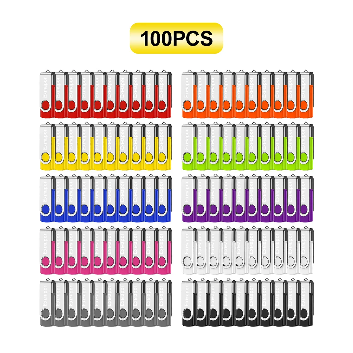 Bulk 100PCS 64MB USB Flash Drives Rotating Small Capacity Flash Memory Stick Metal Jump Drive for PC Sewing Machine 10 Colors
Bulk 100PCS 64MB USB Flash Drives Rotating Small Capacity Flash Memory Stick Metal Jump Drive for PC Sewing Machine 10 Colors