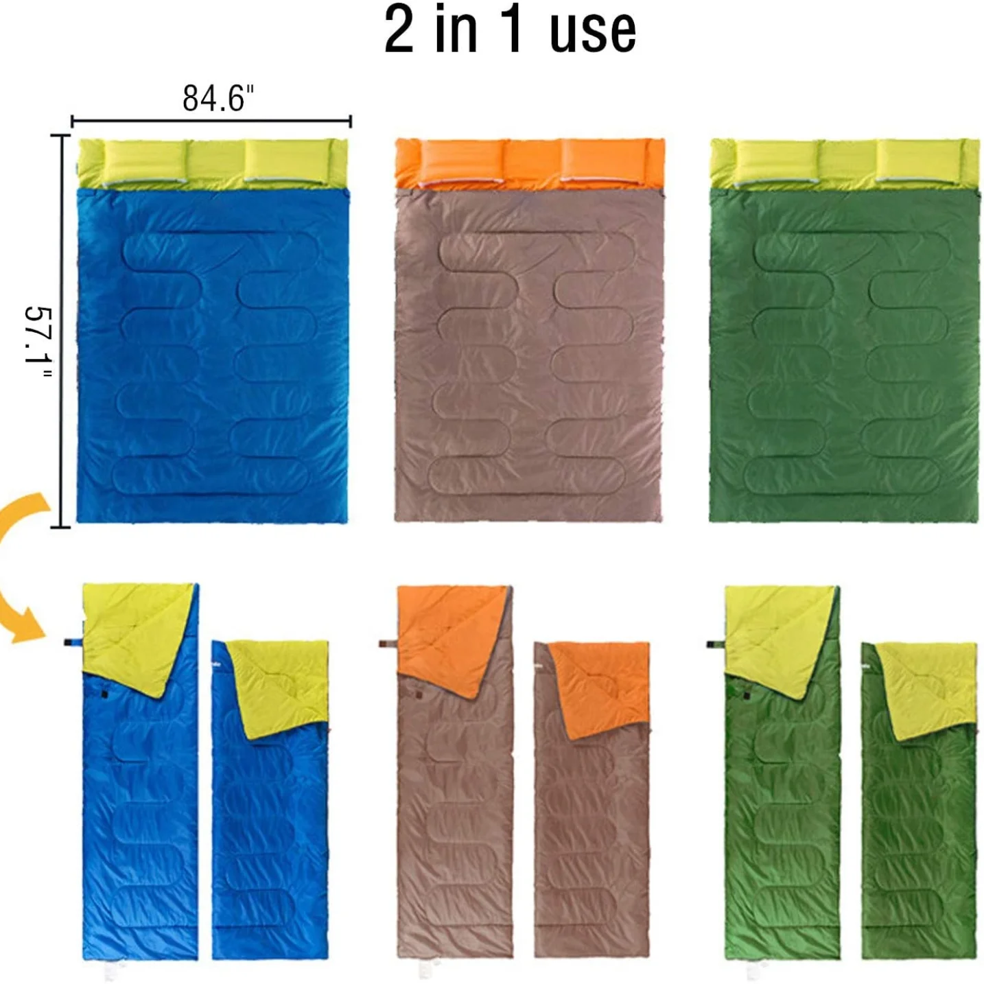Double Sleeping Bag with 2 Pillows, Lightweight Waterproof 2 Person Camping Sleeping Bag for Backpacking, Hiking, Outdoor
Double Sleeping Bag with 2 Pillows, Lightweight Waterproof 2 Person Camping Sleeping Bag for Backpacking, Hiking, Outdoor