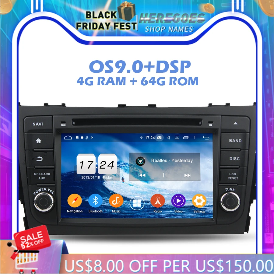 IPS DSP Android 9 0 4 Гб RAM 64 ROM автомобильный dvd-плеер Wifi 4G Bluetooth RDS радио GPS карта для SUZUKI ALTO
