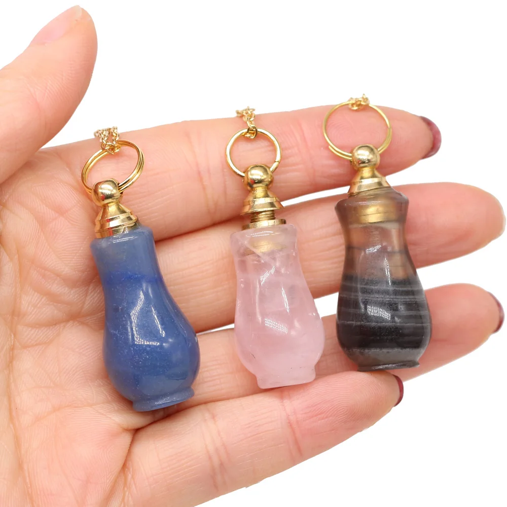Natural Stone Blue Aventurine Rose Quartzs /Grey Agates Perfume Bottle 60cm Necklace Pendant Necklace Jewelry Gift Size 18x40mm
Natural Stone Blue Aventurine Rose Quartzs /Grey Agates Perfume Bottle 60cm Necklace Pendant Necklace Jewelry Gift Size 18x40mm