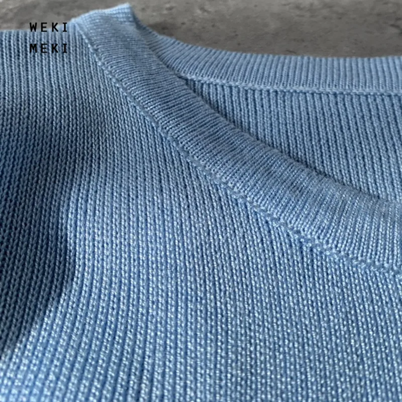 WEKIMEKI Simple Blue Sweater Knit Cropped Cardigan Short Long-sleeved Casual Women Tops Cardigans High Street Woman Clothes
WEKIMEKI Simple Blue Sweater Knit Cropped Cardigan Short Long-sleeved Casual Women Tops Cardigans High Street Woman Clothes
