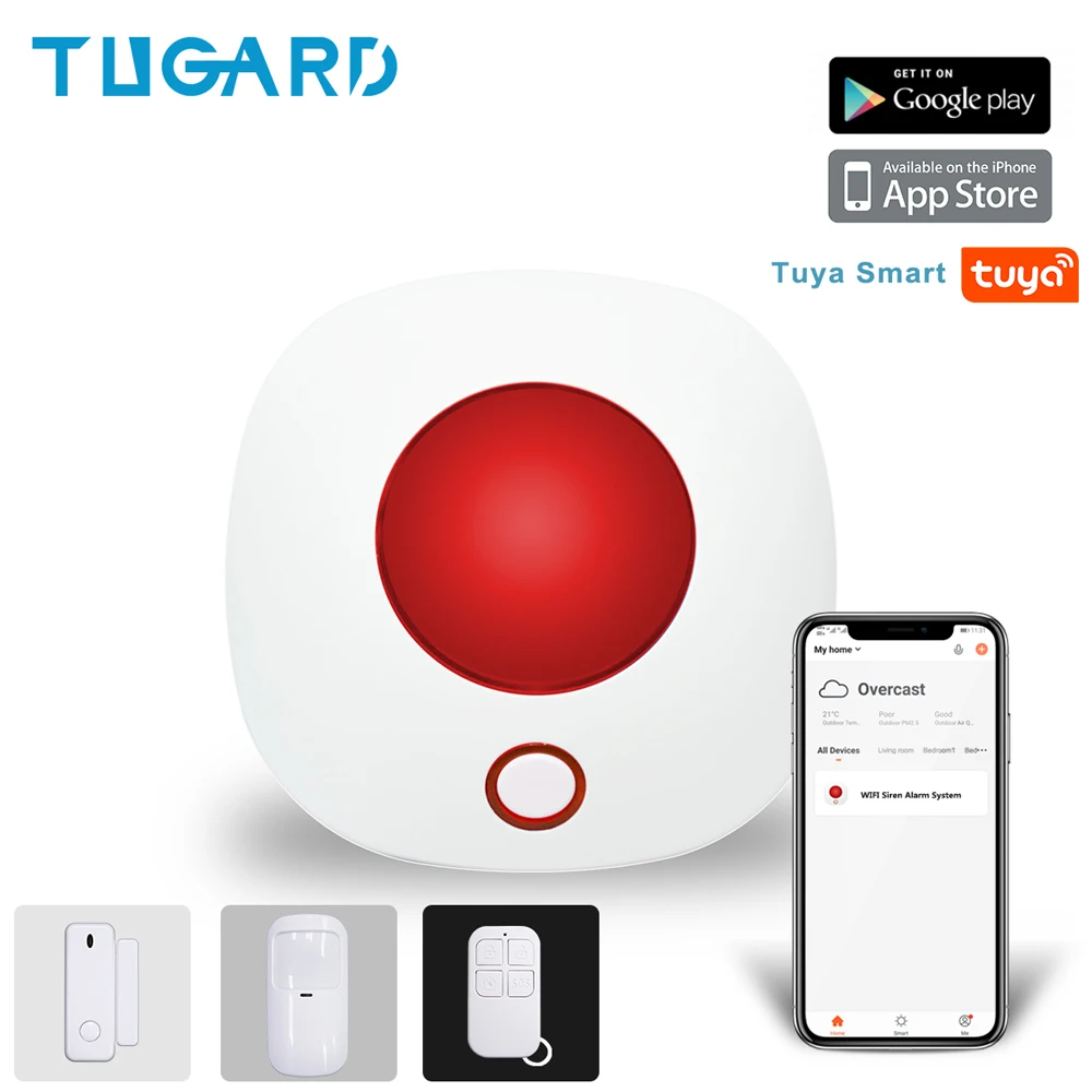 Tugard Tuya Wireless Strobe Siren Alarm System With Remote Control Indoor Simple Smart Life Wifi Home Security Burglar Alarm Kit
Tugard Tuya Wireless Strobe Siren Alarm System With Remote Control Indoor Simple Smart Life Wifi Home Security Burglar Alarm Kit