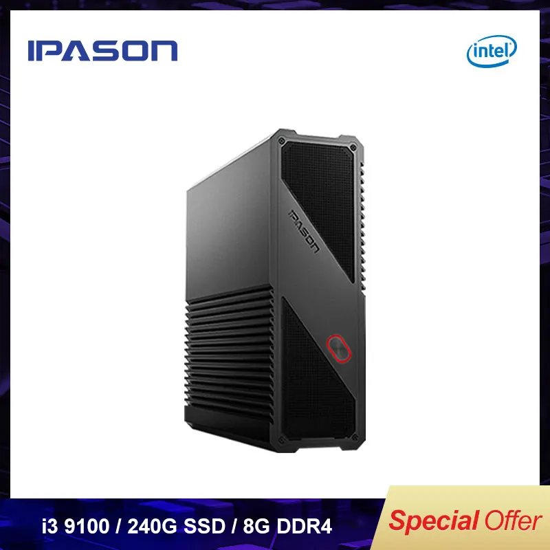 IPASON игровой Мини ПК 9th Gen Intel i3 9100 8 Гб DDR4 RAM 240G SSD дешевый мини для Windows10 игр