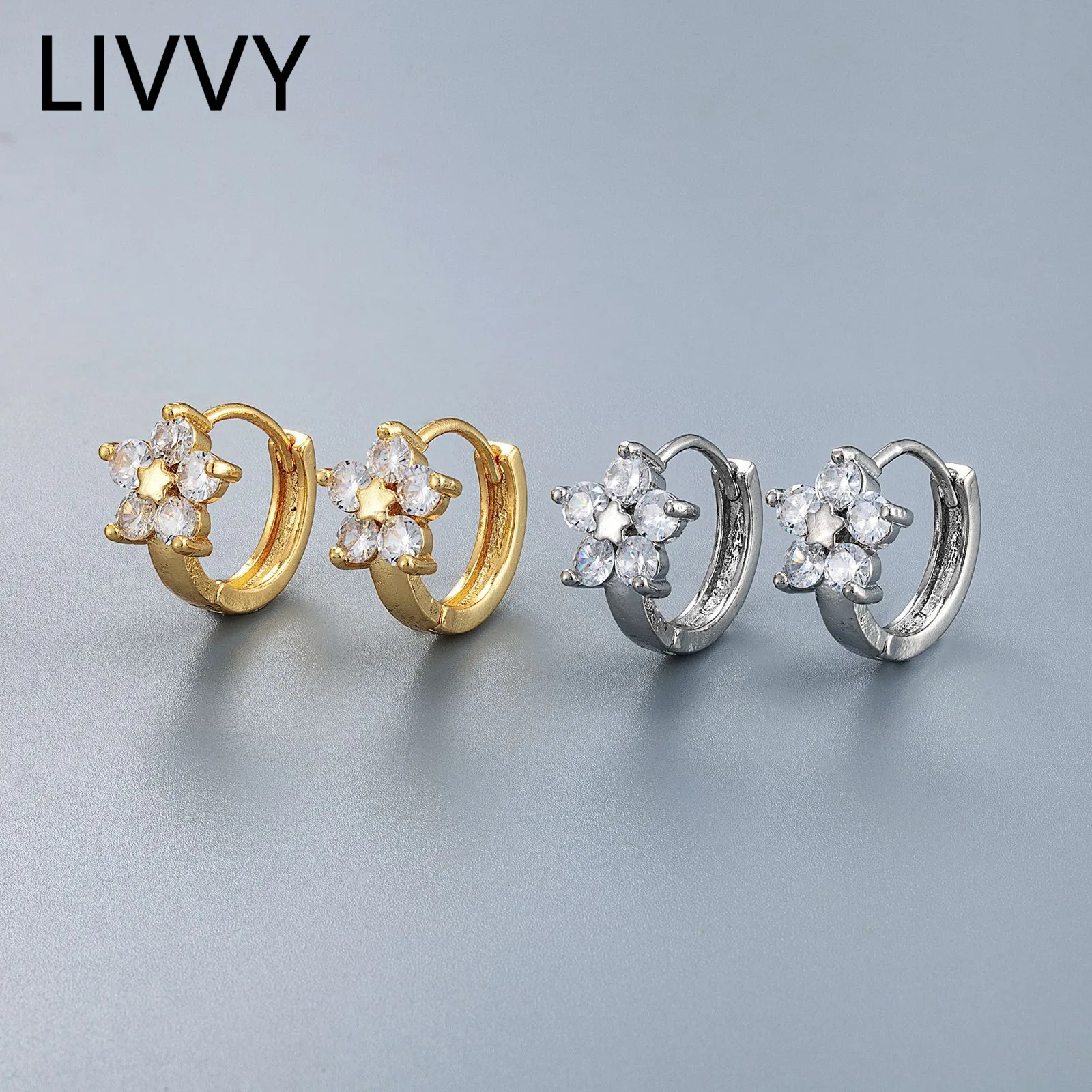 LIVVY Silver Color Simple Crystal Zircon Flower Star Round Earrings Woman Korean Sweet Temperament Jewelry Accessories
LIVVY Silver Color Simple Crystal Zircon Flower Star Round Earrings Woman Korean Sweet Temperament Jewelry Accessories