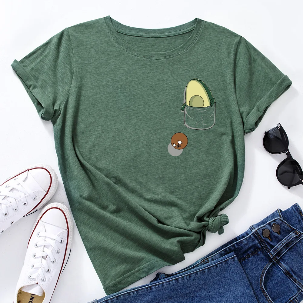 Cute Avocado Printed 100% Cotton Short-sleeved Women T-shirt Casual Soft Female T shirt Women Plus Size Femme Top
Cute Avocado Printed 100% Cotton Short-sleeved Women T-shirt Casual Soft Female T shirt Women Plus Size Femme Top
