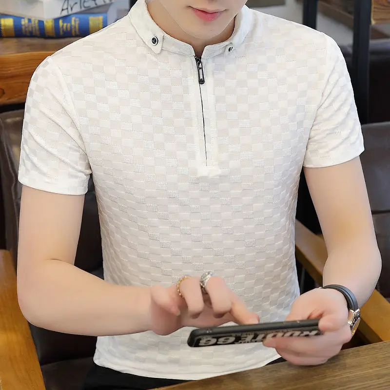 Men 's Quick-Drying Ice Silk Short Sleeve T-shirt Summer Shirt Collar Polo Shirt Youth Plaid Lead
Men 's Quick-Drying Ice Silk Short Sleeve T-shirt Summer Shirt Collar Polo Shirt Youth Plaid Lead