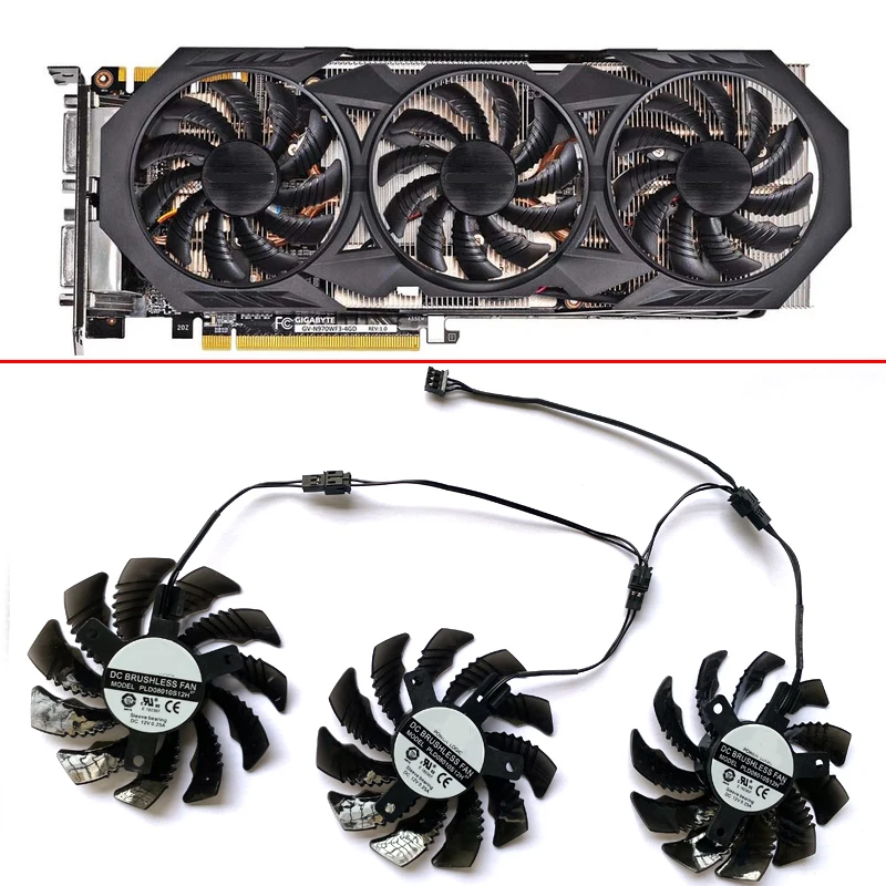3 шт. 3PIN PLD08010S12H T128010SM 75 мм N970 вентилятор охлаждения для GIGABYTE GeForce GTX 970 игровой R9 280X GV