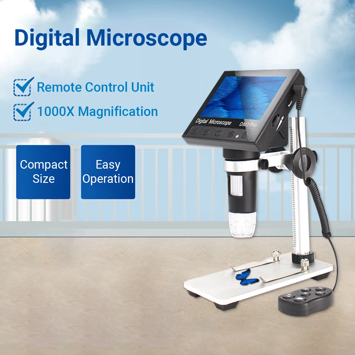 1000X Magnification 4.39" LCD Display with Remote Control Portable Microscope Video Camera Microscope LED Digital Magnifier
1000X Magnification 4.39" LCD Display with Remote Control Portable Microscope Video Camera Microscope LED Digital Magnifier