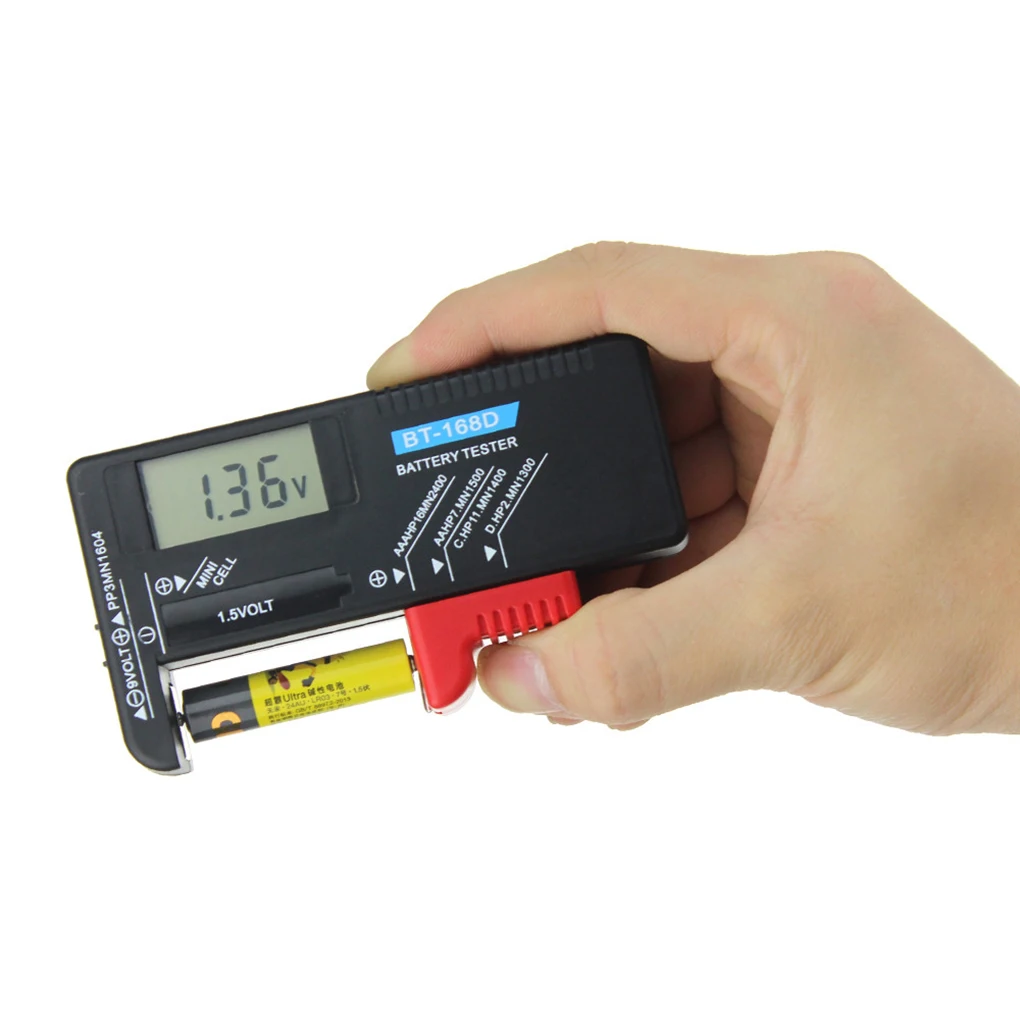 BT-168D Digital Battery Tester Volt Checker 9V 1.5V Button Cell Rechargeable AAA AA C D Universal Battery Test
BT-168D Digital Battery Tester Volt Checker 9V 1.5V Button Cell Rechargeable AAA AA C D Universal Battery Test