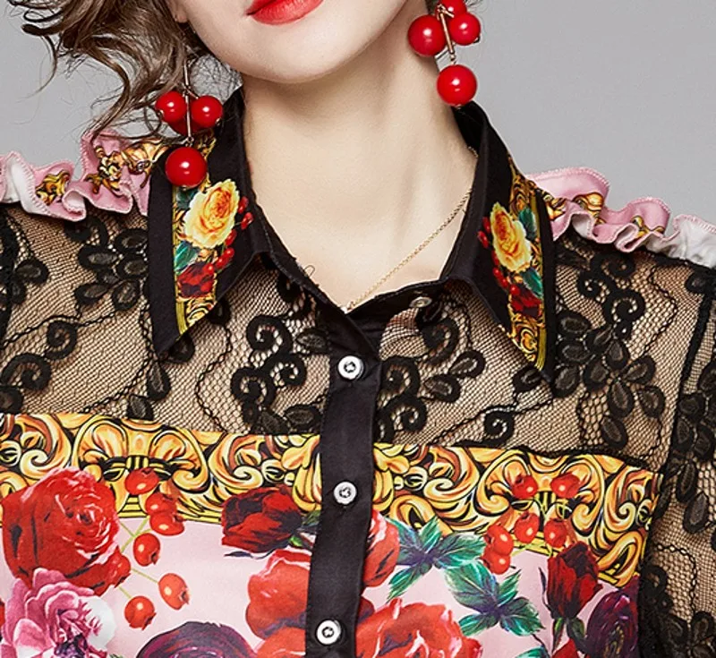 2021 Spring summer sexy women sets Perspective Lace Patchwork Ruffles Blouseprint Skirt 2 Pieces Sets
2021 Spring summer sexy women sets Perspective Lace Patchwork Ruffles Blouseprint Skirt 2 Pieces Sets