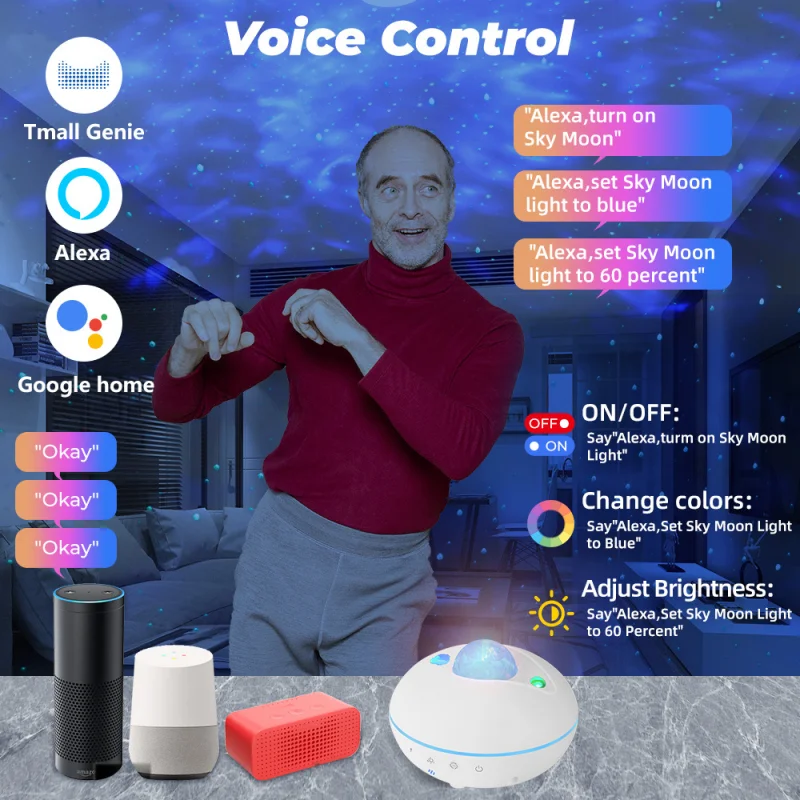 Tuya Smart Colorful Starry Sky Timing Projector Lamp Tuya/smart Life APP Voice Control Work With Alexa And Google Home Assistant
Tuya Smart Colorful Starry Sky Timing Projector Lamp Tuya/smart Life APP Voice Control Work With Alexa And Google Home Assistant