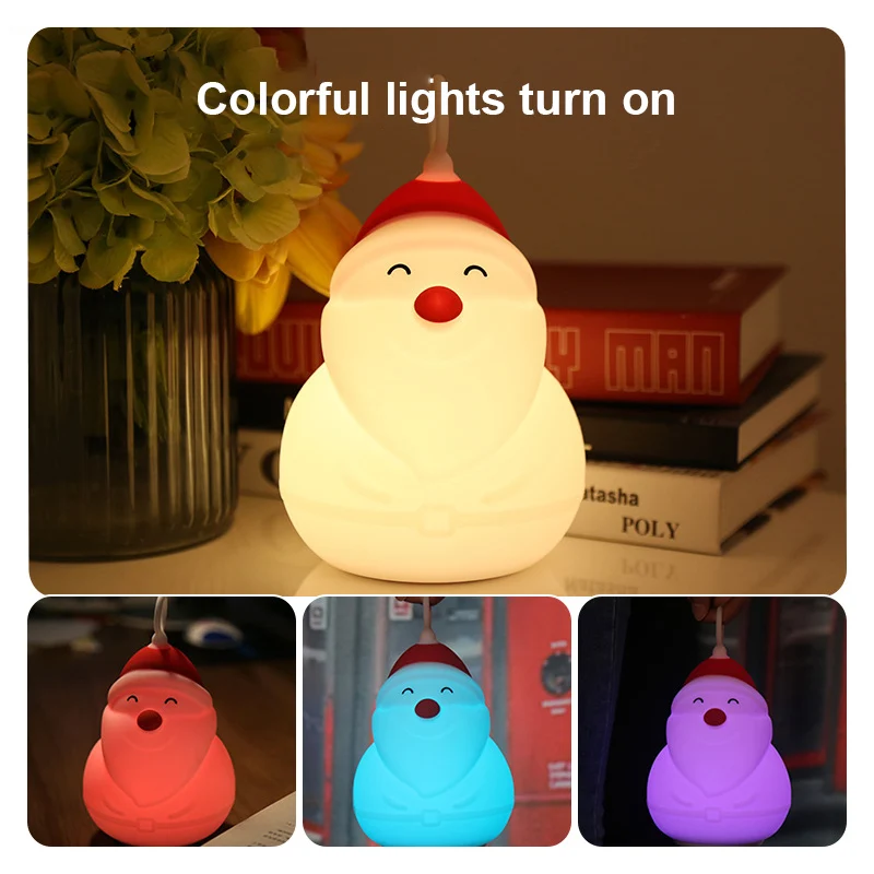 New Silicone Cute Christmas Santa Claus LED Night Light 7 Colors Breathing Lamp Home Toys Party Christmas Decorations Light
New Silicone Cute Christmas Santa Claus LED Night Light 7 Colors Breathing Lamp Home Toys Party Christmas Decorations Light