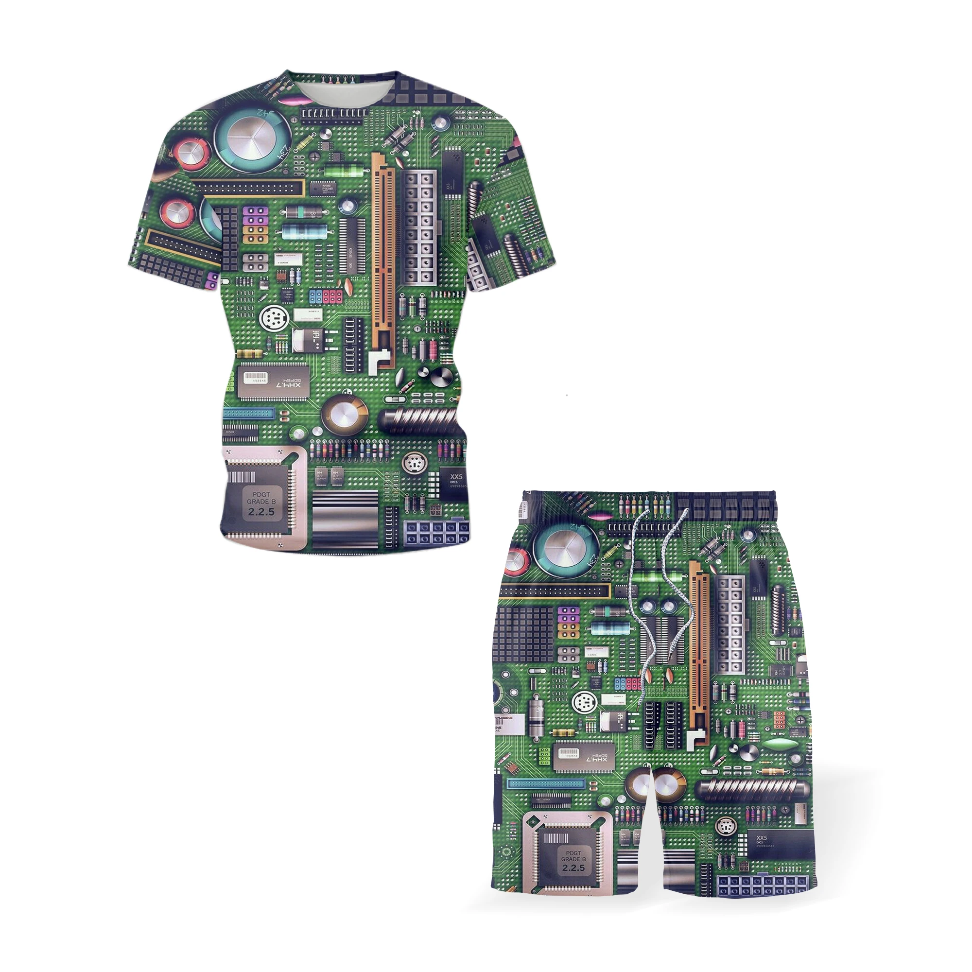 Summer Men's T-Shirt Shorts Two Piece Beach Travel Large Size Electronic Chip Comfortable Sweat Absorbing Seaside Sunscreen Hot
Summer Men's T-Shirt Shorts Two Piece Beach Travel Large Size Electronic Chip Comfortable Sweat Absorbing Seaside Sunscreen Hot