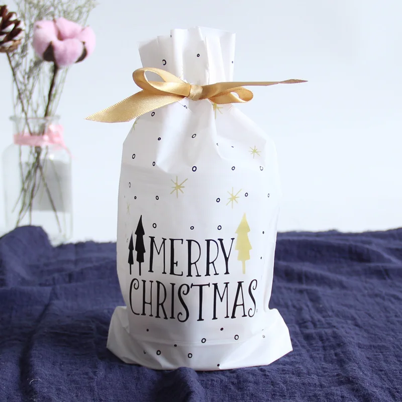 10pcs Merry Christmas Plastic Bags Cookie Candy Bag For Wedding Party Gift Stationery Packaging Envelopes | Канцтовары для офиса и