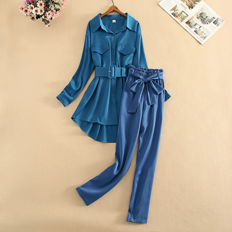 Spring shirt two-piece set women's wear slim age reduction waist bag hip chiffon shirt wide leg pants women's set
Spring shirt two-piece set women's wear slim age reduction waist bag hip chiffon shirt wide leg pants women's set