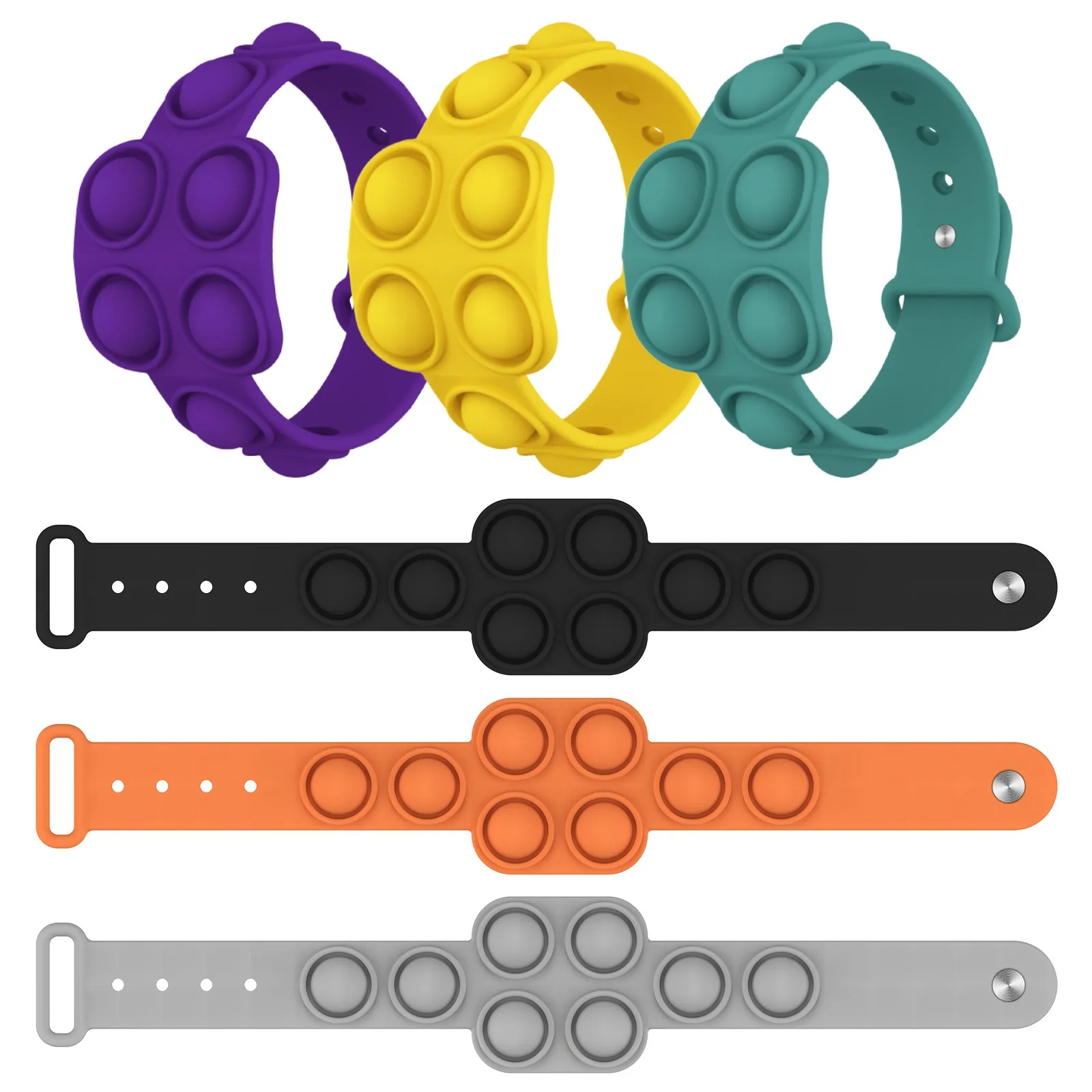 Silicone Simple Dimples Sensory Fidget Toys Bracelet Decompression Antistress Hand Press Its Bubble Push Pops Toys for Children
Silicone Simple Dimples Sensory Fidget Toys Bracelet Decompression Antistress Hand Press Its Bubble Push Pops Toys for Children