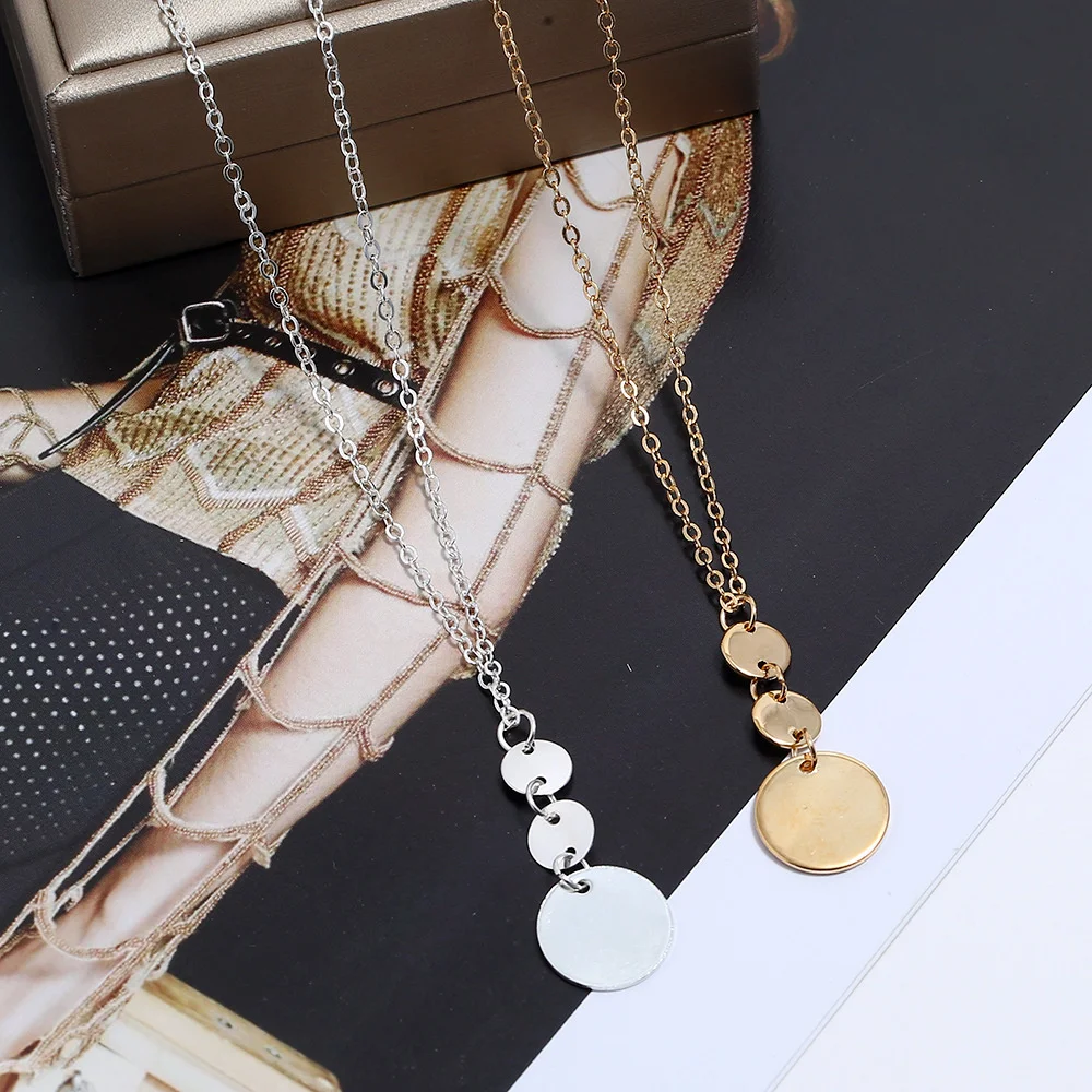 Fashion Gold Silver Color Simple Chain Necklace for Women Delicate Sequins Long Pendant Necklaces Bohemian Jewelry Wholesale
Fashion Gold Silver Color Simple Chain Necklace for Women Delicate Sequins Long Pendant Necklaces Bohemian Jewelry Wholesale