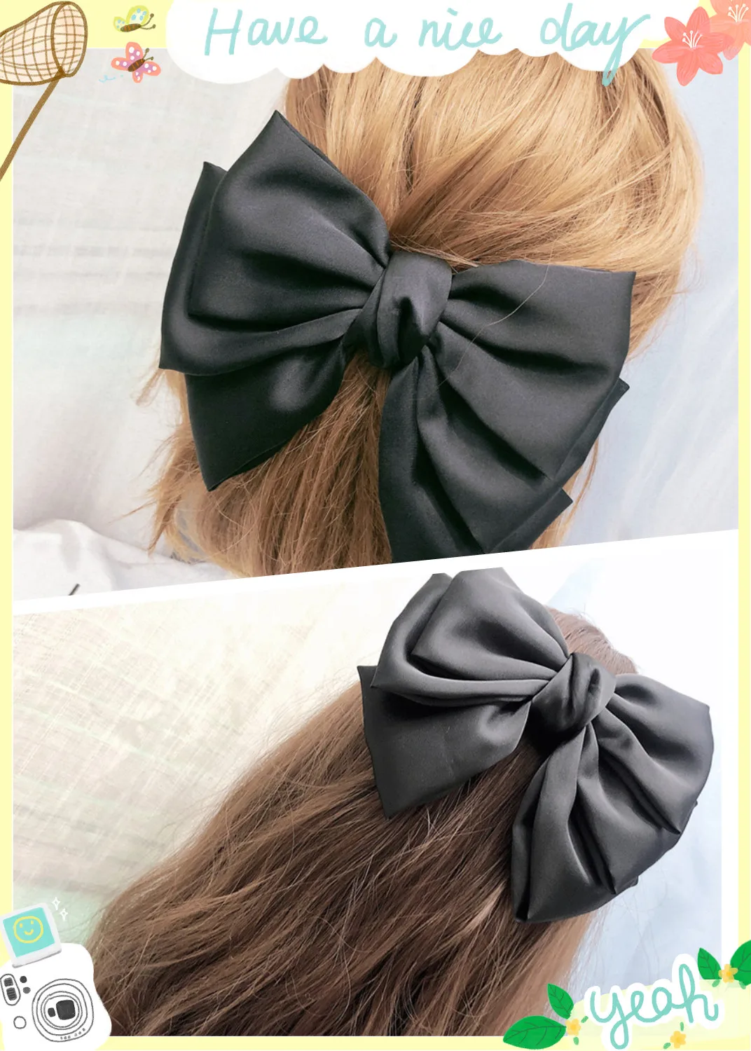 Korean Three-Layer Big Bowknot Satin Hair Clip Ribbon Fabric Spring Clip Women Vintage Hair Accessories Girls Fashion Headdress
Korean Three-Layer Big Bowknot Satin Hair Clip Ribbon Fabric Spring Clip Women Vintage Hair Accessories Girls Fashion Headdress