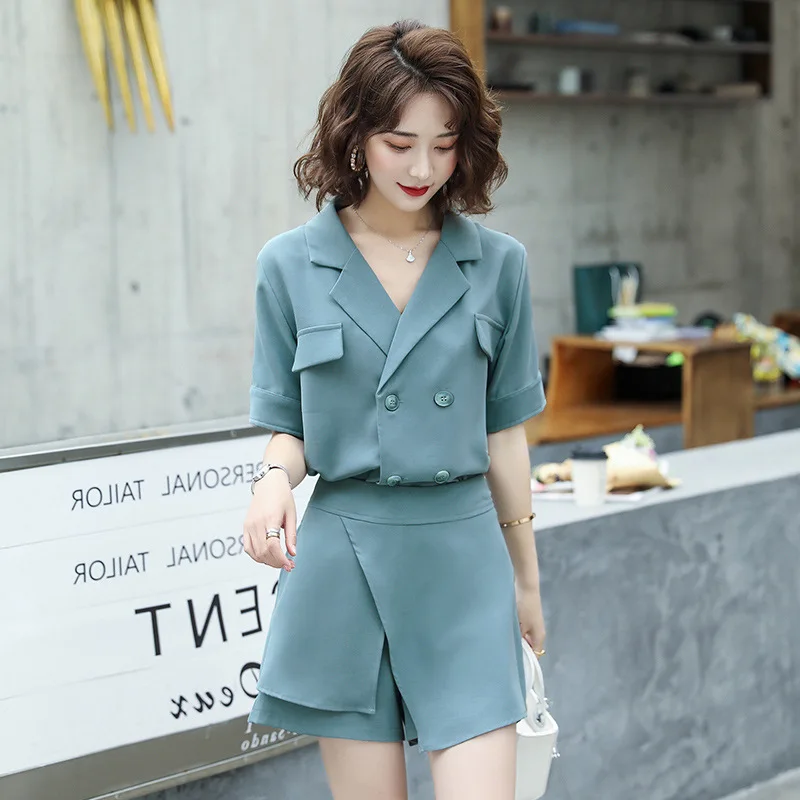 2020 Summer New Women's Fashion Two-piece Short-sleeved Jacket + Shorts Female Casual Suit Suit Temperament Ladies 2-piece Suit
2020 Summer New Women's Fashion Two-piece Short-sleeved Jacket + Shorts Female Casual Suit Suit Temperament Ladies 2-piece Suit