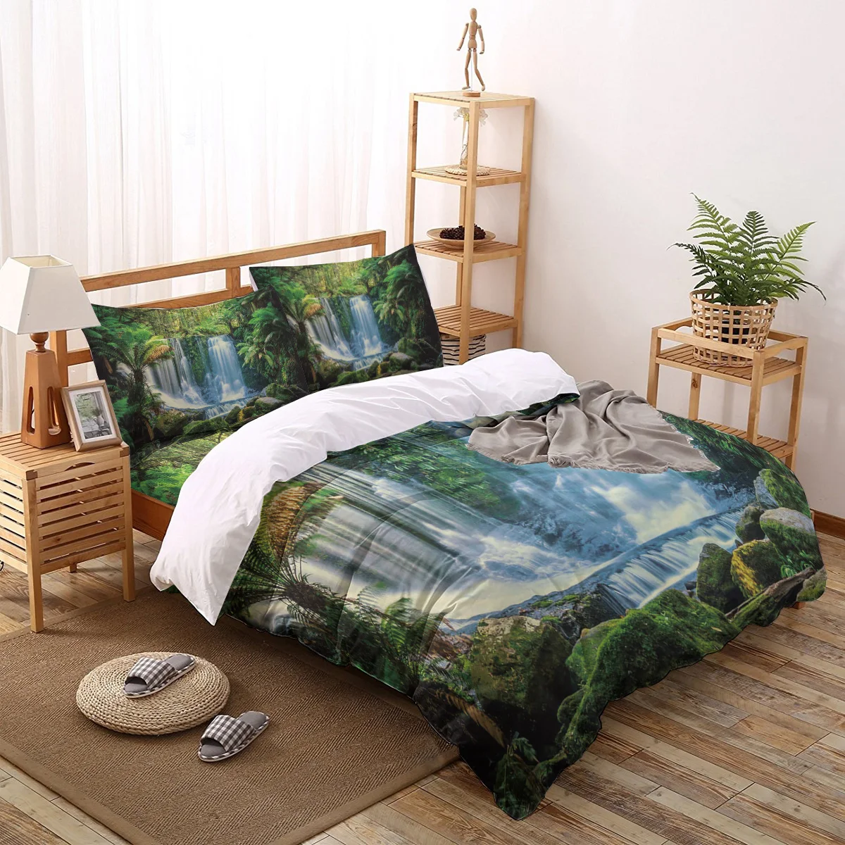 Rainforest Scenic Waterfall Pattern Bedding Set Sheet Linens Twin Size Duvet Cover Set For Bed Cover Pillowcase For Home
Rainforest Scenic Waterfall Pattern Bedding Set Sheet Linens Twin Size Duvet Cover Set For Bed Cover Pillowcase For Home