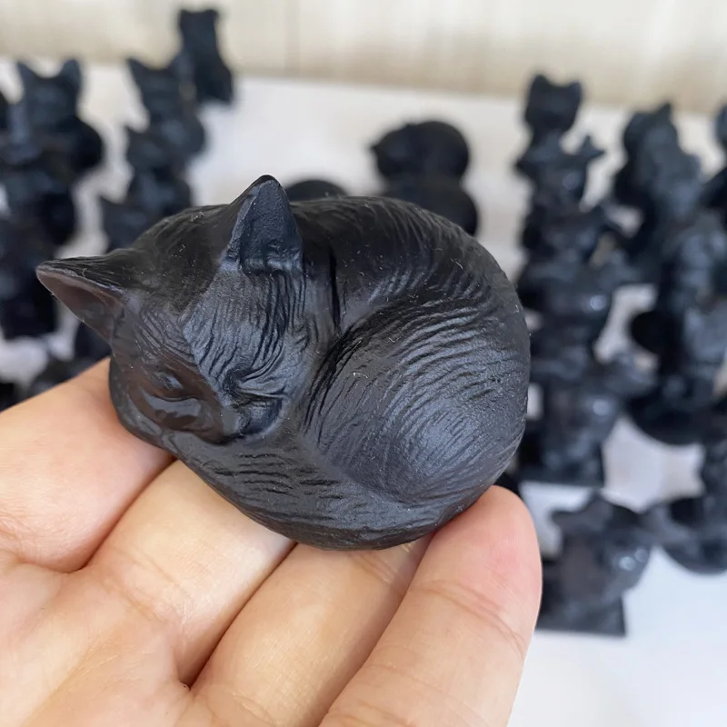 Obsidian Stone Carving Cute Cat Animal Sculpture Crafts Natural Cartoon Crystal Healing For Gift 1PCS
Obsidian Stone Carving Cute Cat Animal Sculpture Crafts Natural Cartoon Crystal Healing For Gift 1PCS