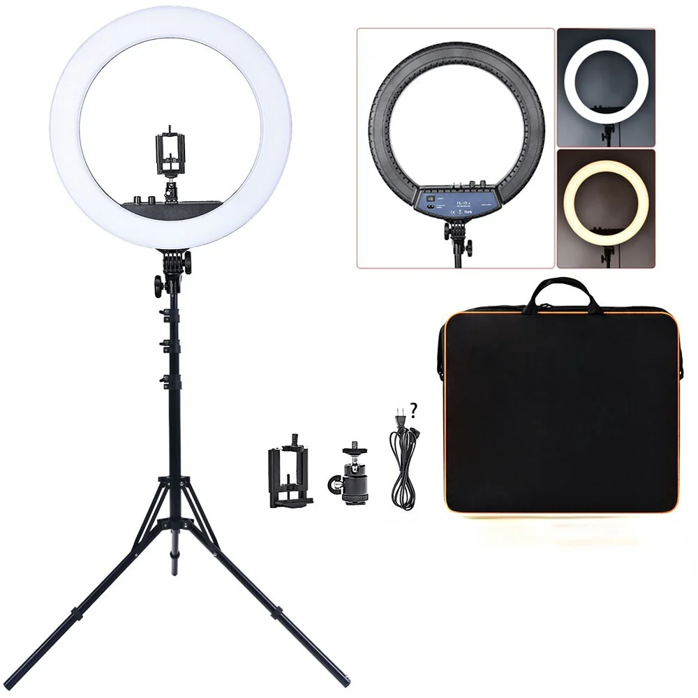 FOSOTO RL-18II Ring Lamp 18 Inch Photographic Lighting Ringlight 512Pcs Led Ring Light With Tripod Stand For Camera Phone Makeup
FOSOTO RL-18II Ring Lamp 18 Inch Photographic Lighting Ringlight 512Pcs Led Ring Light With Tripod Stand For Camera Phone Makeup
