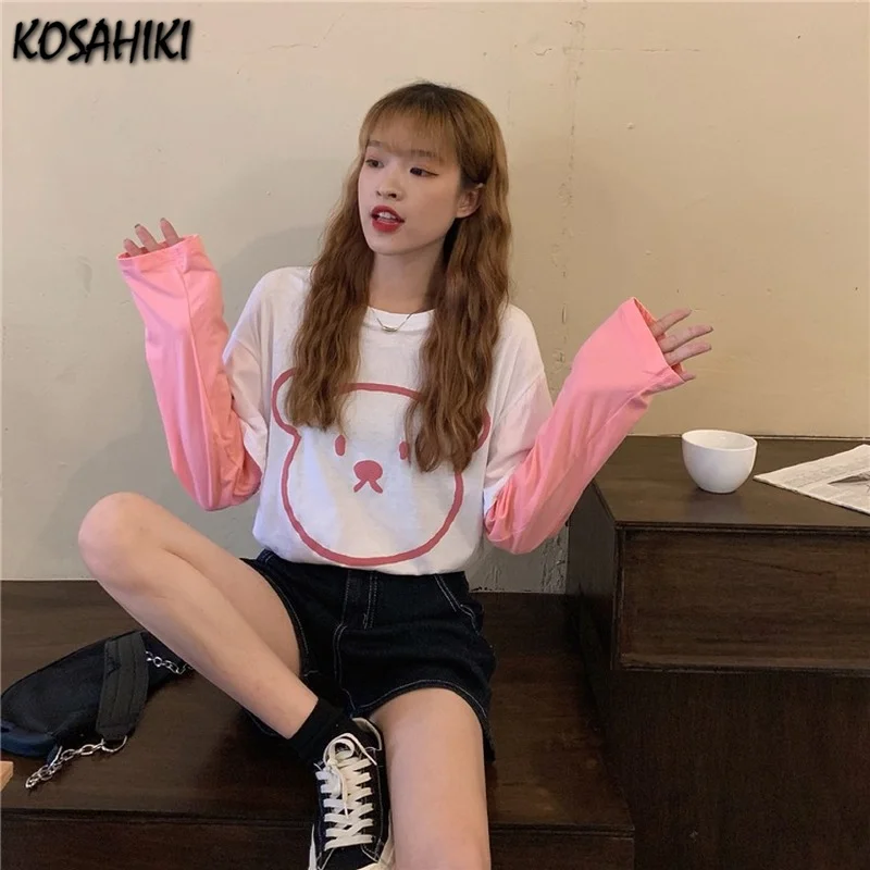 KOSAHIKI Japanese Bear Cartoon Gothic T-shirt Casual Women Punk Vintage Top Harajuku Kawaii Fake Two Piece Long Sleeve Tops Tee
KOSAHIKI Japanese Bear Cartoon Gothic T-shirt Casual Women Punk Vintage Top Harajuku Kawaii Fake Two Piece Long Sleeve Tops Tee