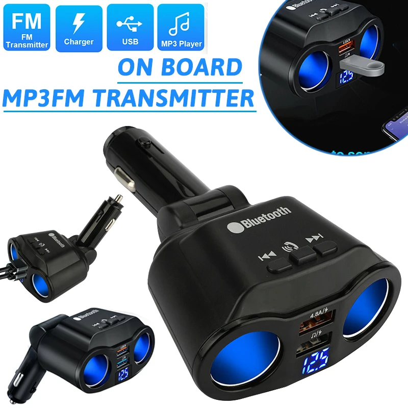 

Mayitr 5v Car Dual USB FM Transmitters MP3 Player Universal Vehicle 2 Way Cigarette Lighter Socket Splitter For Charger