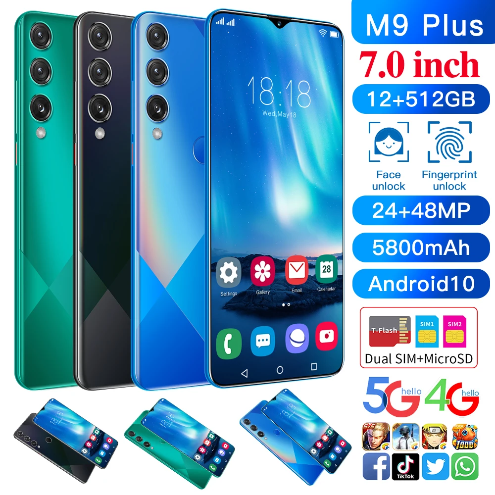 M9Plus 7.0inch Smartphone 4800mah Android 10 Dual SIM 5G 24MP+48MP HD Camera Face Wake 12GB+512GB Global Version Network Phone
M9Plus 7.0inch Smartphone 4800mah Android 10 Dual SIM 5G 24MP+48MP HD Camera Face Wake 12GB+512GB Global Version Network Phone