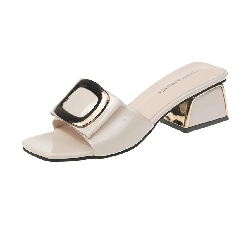 Summer Patent Leather Women Shoes Slippers Woman Female Transparent Slides Metal Buckle Square High Heels Beach Shoes Slippers
Summer Patent Leather Women Shoes Slippers Woman Female Transparent Slides Metal Buckle Square High Heels Beach Shoes Slippers