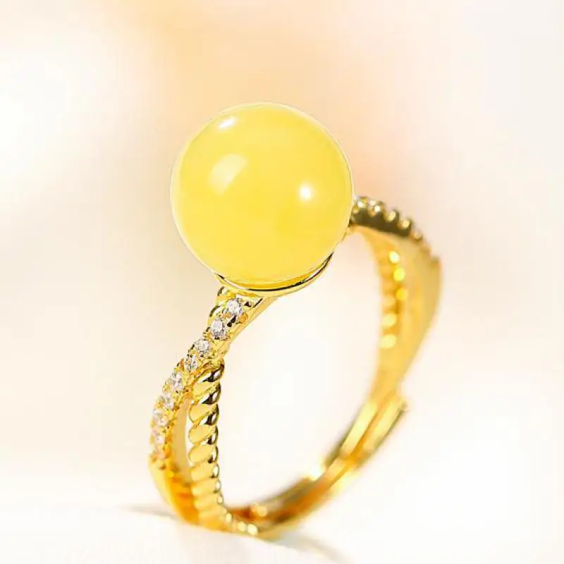 Women Natural Amber Diamond Rings 925 Sterling Silver Gold Plated Adjustable Yellow Beeswax With Zircon Party Wedding Lady Rings
Women Natural Amber Diamond Rings 925 Sterling Silver Gold Plated Adjustable Yellow Beeswax With Zircon Party Wedding Lady Rings