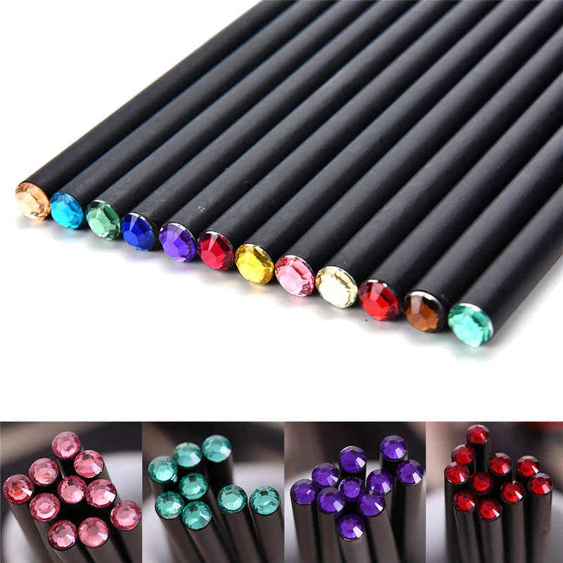 

Pencil Hb Diamond Color Pencil Stationery Items Drawing Supplies Cute Pencils For School Basswood Office School (12Pcs/Set)