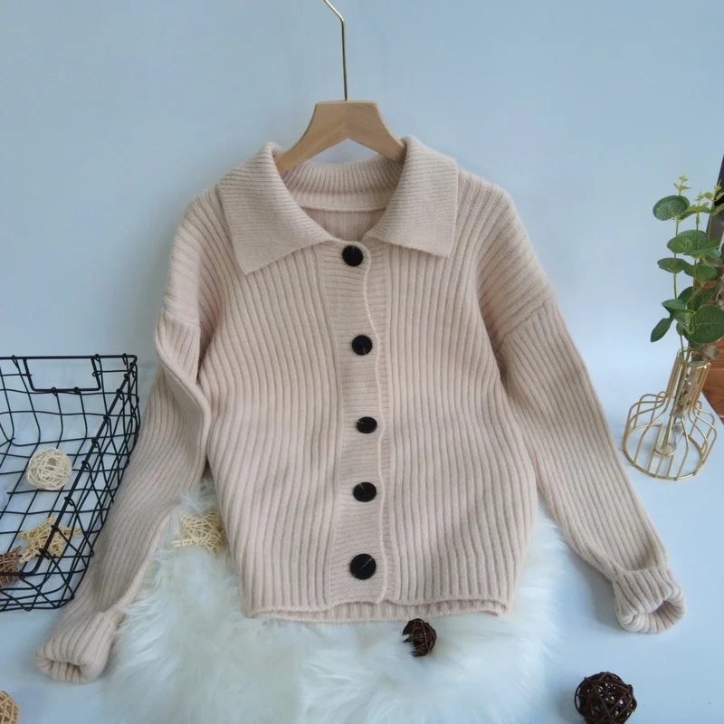 Женский однобортный вязаный кардиган, свободная кофта с длинными рукавами и отложным воротником в Корейском стиле, Осень-зима 2022
Женский однобортный вязаный кардиган, свободная кофта с длинными рукавами и отложным воротником в Корейском стиле, Осень-зима 2022