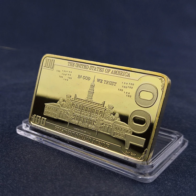 Trump 100 US Dollar Gold Bar Collectible Replicas Coin Cryptocurrency Souvenir Gifts
Trump 100 US Dollar Gold Bar Collectible Replicas Coin Cryptocurrency Souvenir Gifts