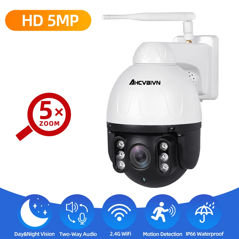 5X Optical Zoom 5MP Wireless PTZ Dome IP Camera WiFi Outdoor Two Way Audio Human Detection Night Vision Video CCTV Surveillance
5X Optical Zoom 5MP Wireless PTZ Dome IP Camera WiFi Outdoor Two Way Audio Human Detection Night Vision Video CCTV Surveillance