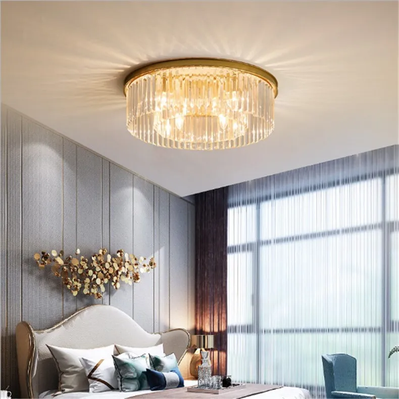 Modern minimalist suction dual-use lamp restaurant crystal bedroom round ceiling atmospheric household American light | Лампы и
