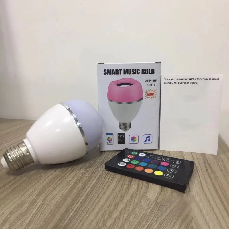 Светодиодный RGB Лампочка беспроводной светильник динамик умная музыкальная