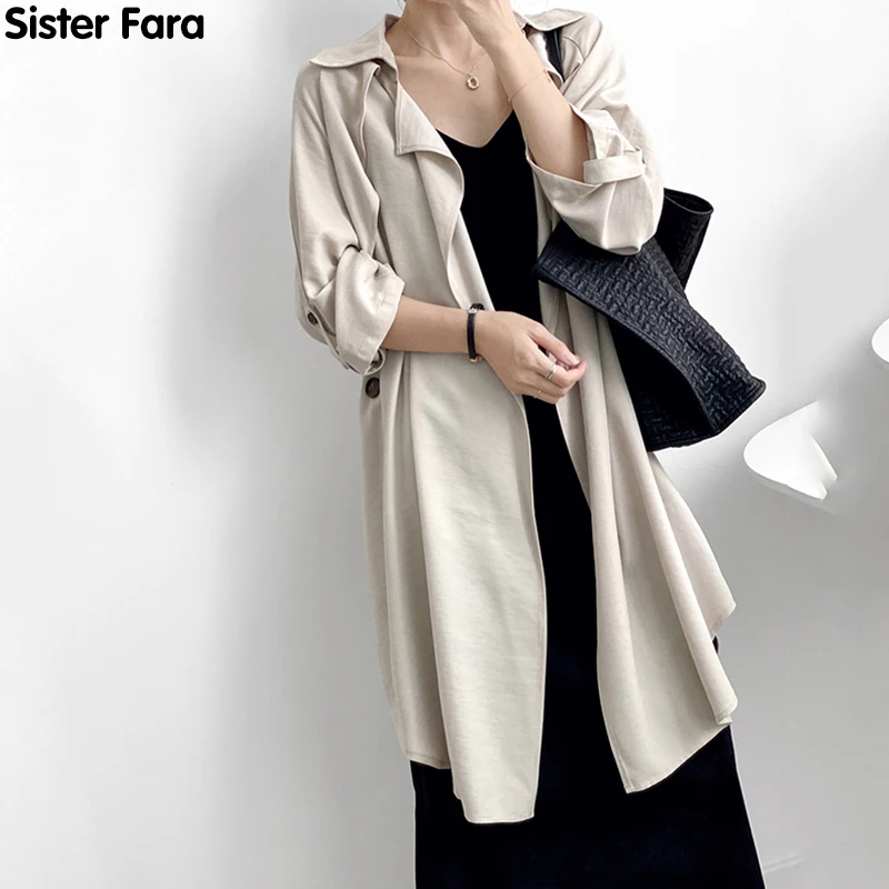 Sister Fara New Spring 2021 Long Windbreaker Women Turn-Down Collar Loose Casual Overcoat Office Lady Autumn Solid Windbreaker
Sister Fara New Spring 2021 Long Windbreaker Women Turn-Down Collar Loose Casual Overcoat Office Lady Autumn Solid Windbreaker