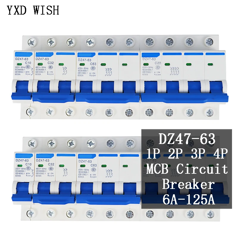 Мини автоматический выключатель Φ DZ47 1P 2P 3P 4P House MCB с индикатором 6A 10A 16A 20A 25A 32A 40A 50A 63A 80A 100A 125A
Мини автоматический выключатель Φ DZ47 1P 2P 3P 4P House MCB с индикатором 6A 10A 16A 20A 25A 32A 40A 50A 63A 80A 100A 125A