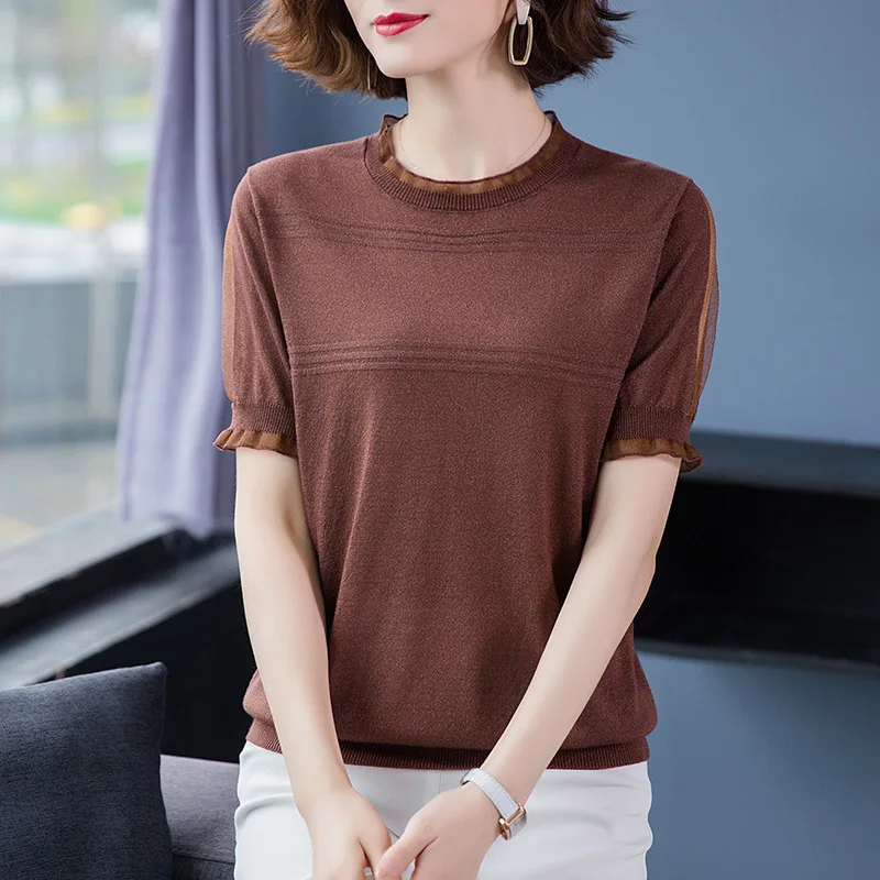 Women's T-shirt Solid Color Round Neck Shirt Fitted Short Sleeve T-shirt 2021 gray
Women's T-shirt Solid Color Round Neck Shirt Fitted Short Sleeve T-shirt 2021 gray