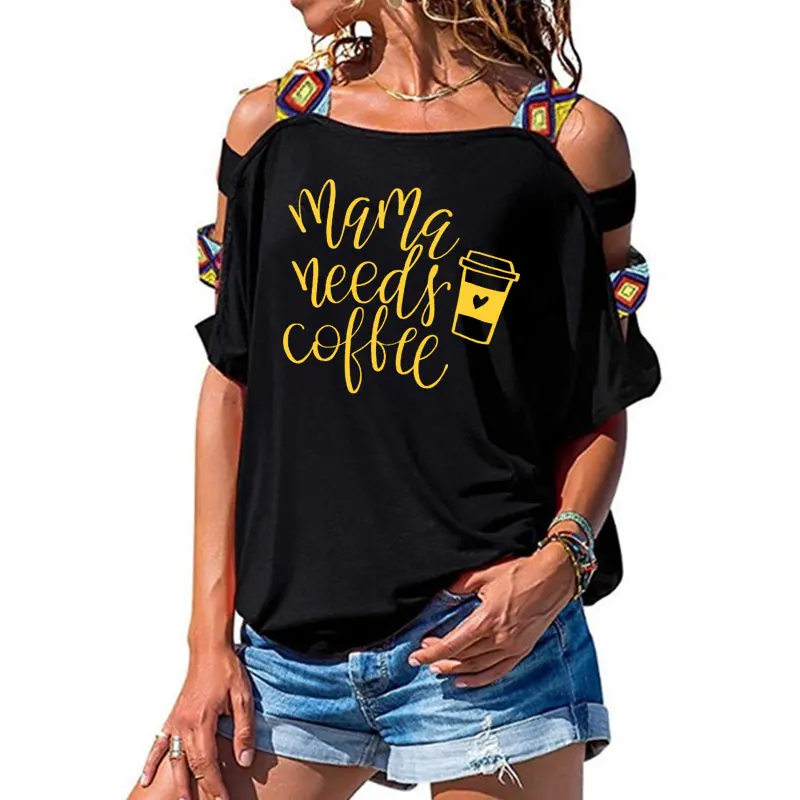 Mama Needs Coffee T-shirt Mom Life Gift Shirt Casual Summer Tees Tops Women Hollow Out Shoulder Fashion Clothing Cotton Tshirt
Mama Needs Coffee T-shirt Mom Life Gift Shirt Casual Summer Tees Tops Women Hollow Out Shoulder Fashion Clothing Cotton Tshirt