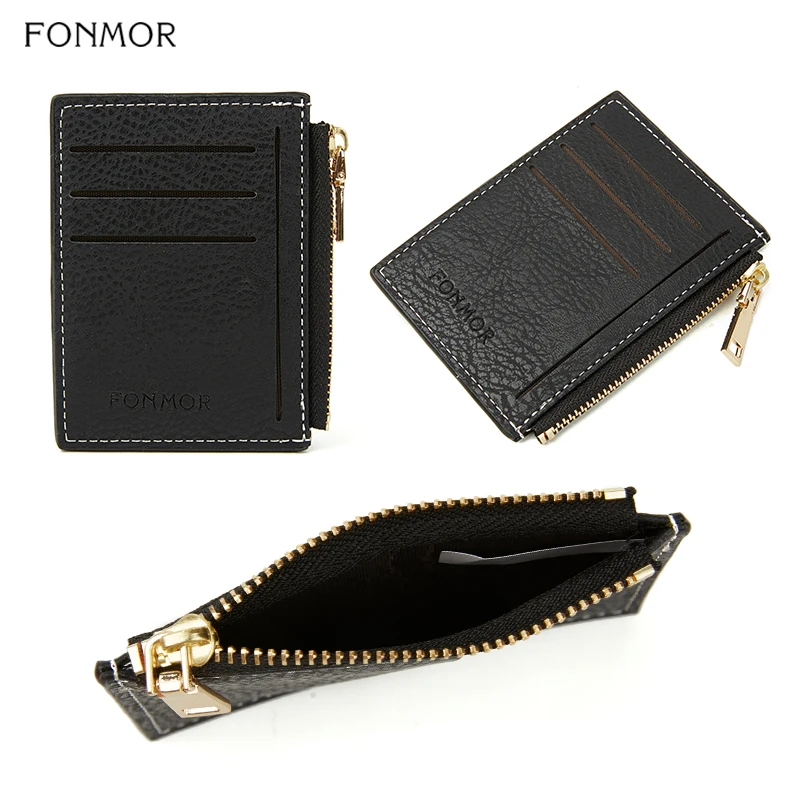 Fonmor Women Slim Zipper Wallet PU Leather Men Casual Credit Card Holder Coin Money Pouch Female Clutch Purses Small Wallets New | Багаж и